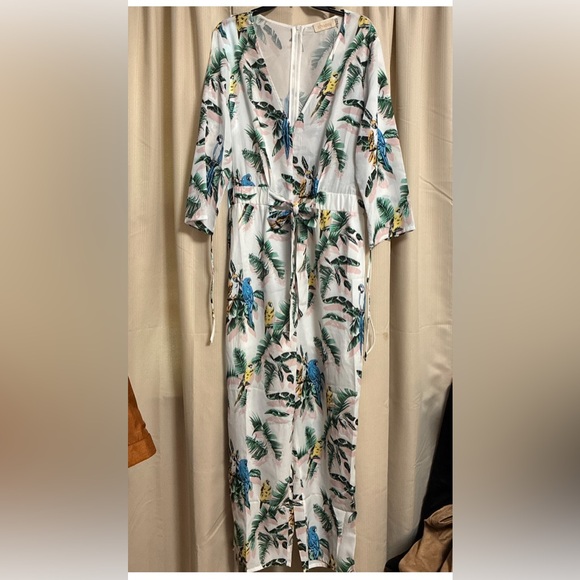 Choosy Dresses & Skirts - Choosy Tropical Print Jumpsuit 18 Belted Elastic Waist Feminine
